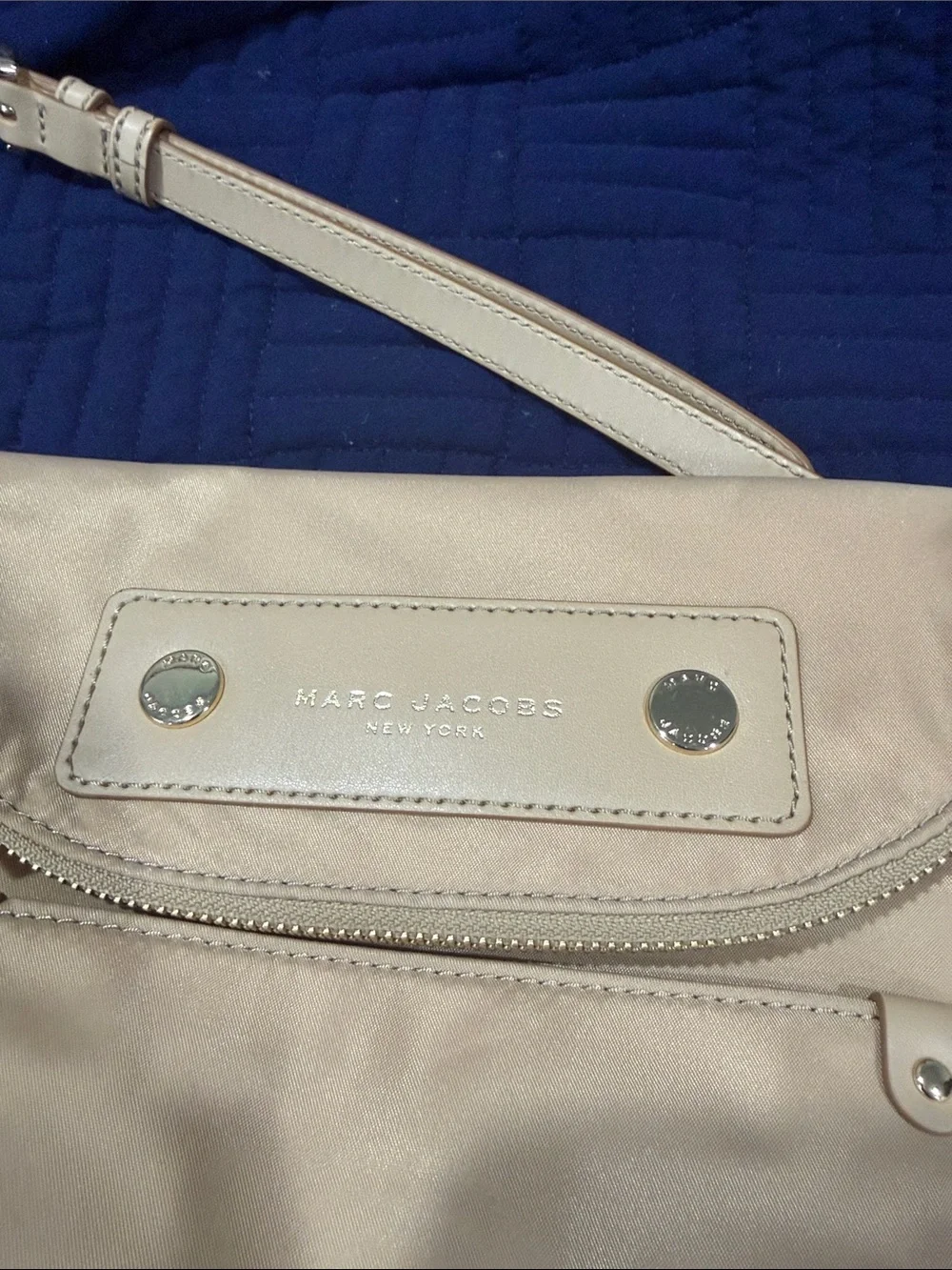 Marc Jacobs Light Beige Crossbody Bag with Gold Accents